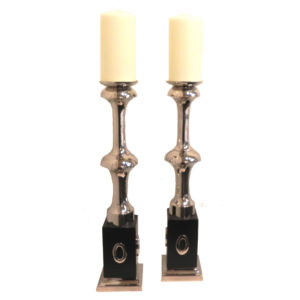 Nickel and Brass Candle Holder Set Jella Unique Art 368