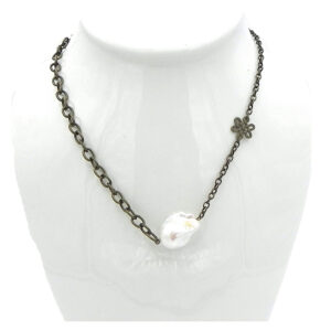 Chunky Baroque Pearl Pendant on a Funky Chain