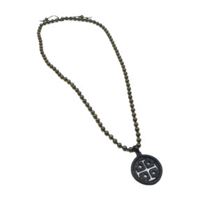 Blackened Power Pendant Necklace of Brass