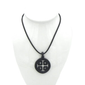 Blackened Power Pendant on Vegan Leather Chain