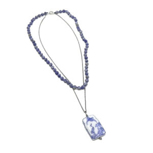 Layered Lux Blue and White Mixed Media for Good Fortune