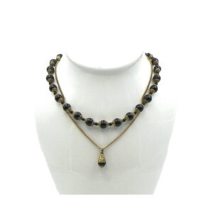 Black Onyx and Brass Double Statement Layered Lux