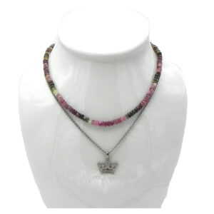 Vintage Juicy Couture Bedazzled Pendant with Strand of Tourmaline