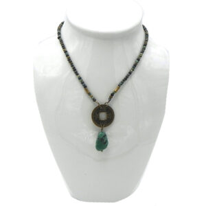 Earth Tones Stones and Coin Pendant