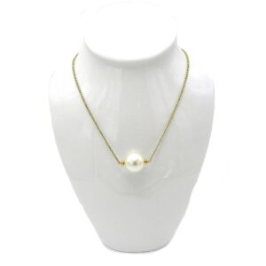Opulent Faux Pearl on Long Gold Chain-35"