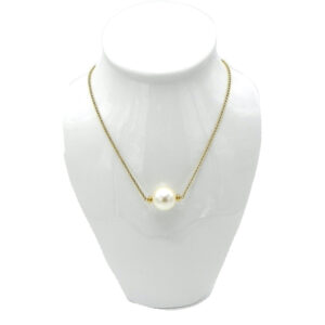 Opulent Faux Pearl on Short Gold Chain-17"