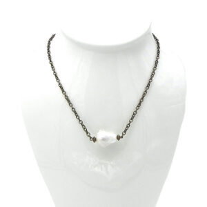 Baroque Pearl Floats on a delicate Brass Chain