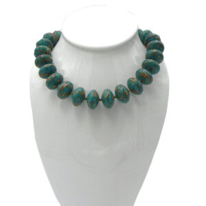 Turquoise Blue Beads with Gold Accents Chain