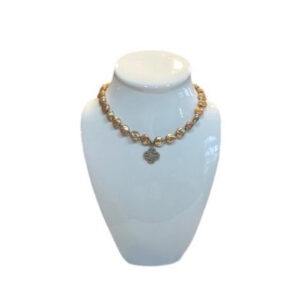 Dyed Baroque Pearl Necklace with Quatrefoil CZ Pendant