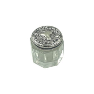 Miniature Cut-Glass Vanity Jar with Sterling Lid