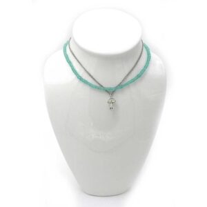 Green Sea Glass and a Simple Mixed Metal Chain with an Adorable Umbrella Pendant