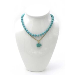 Turquoise Dyed Howlite along wiht a Chain of Mixed Metal Create this Lovely Elephant Necklace
