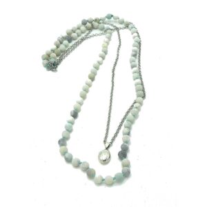Long Strand of Amazonie with a Second Chain of Mixed Metal and a Pendant of Sterling Silver