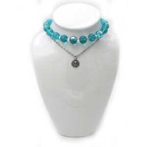 Blue Sky Beads with Silver Accents and a Second Chain of Mixed Metal with a Viking Amulet Pendant