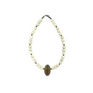 Stylized Scarab Agate Pendant on Chain of Magnesite