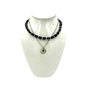 Sacred Om Black Onyx Double Layer Necklace
