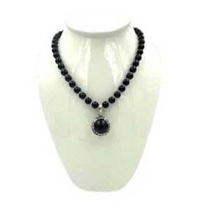 Midnight Onyx Tribal Silver Pendant Necklace