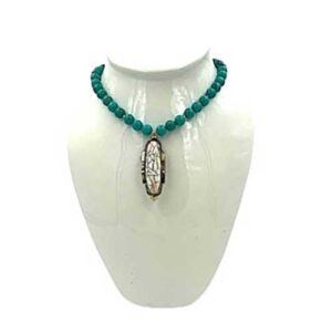 Howlite Chain with Brass Amulet that Carries Blessings