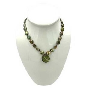 Verdant Coin Pearl Pendant Necklace