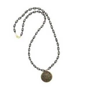 Bohemian Brass Filigree Lapis Coral Necklace