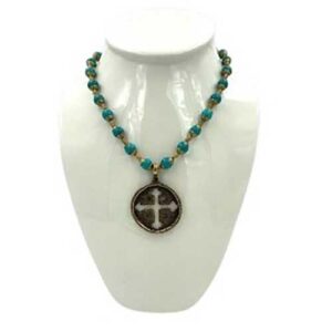 Turquoise Brass Protector Pendant Necklace